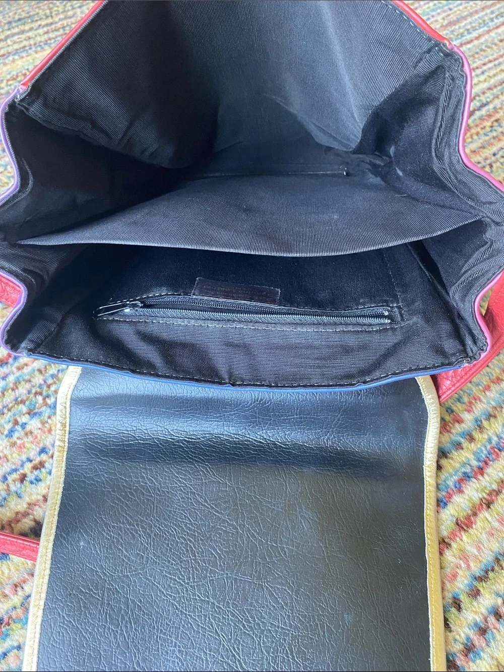 Vintage 1980s Colorblock Leather Crossbody Bag
